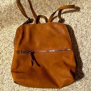 Leather brown backpack style purse